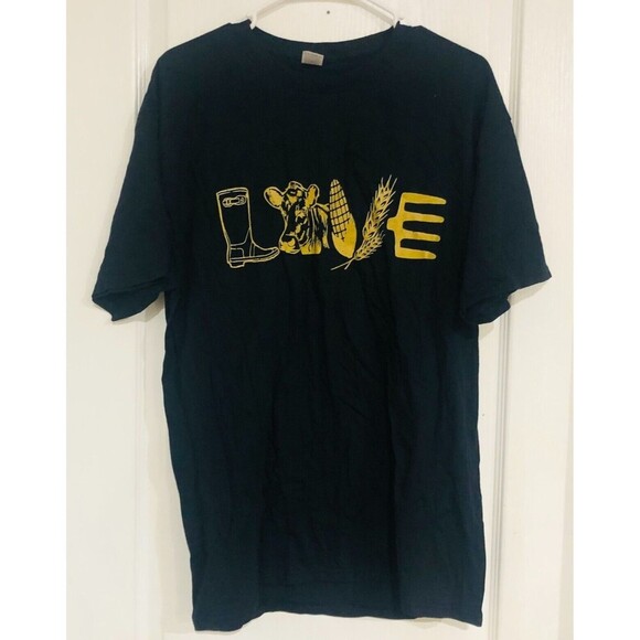 Fruit of the Loom‎ Men's Cotton Tee T-Shirt Love Short Sleeve Black Size Large - Picture 1 of 6